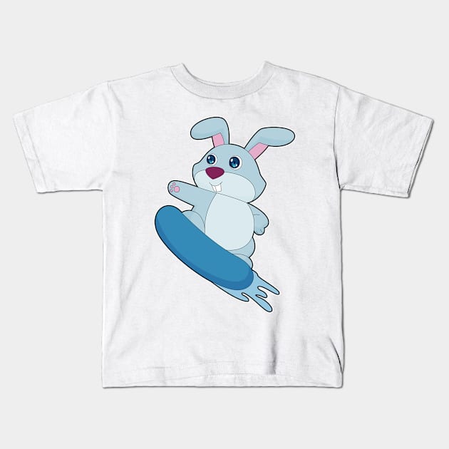 Rabbit Snowboard Winter sports Kids T-Shirt by Markus Schnabel